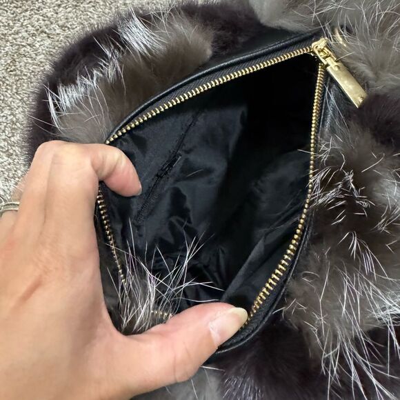 3 Tone Color Gradient Stunning Dyed Real Fox Fur With Mink Fur Handle Satchel - Picture 16 of 16